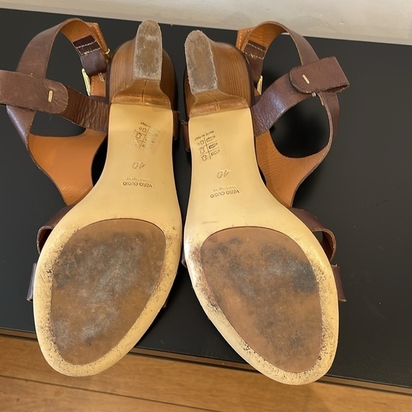 Leonardo Principi Vero Cuoio brown leather heel sandals strap Italy 40 (9) - Picture 8 of 8